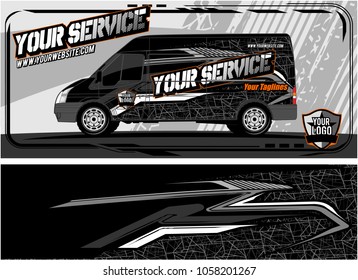 abstract van graphic kit for vinyl wrap and car branding. Racing Background for vehicle vinyl wrap