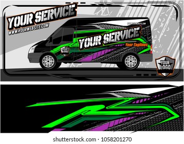 abstract van graphic kit for vinyl wrap and car branding. Racing Background for vehicle vinyl wrap