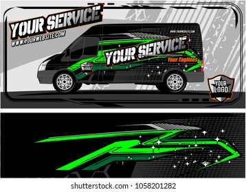 abstract van graphic kit for vinyl wrap and car branding. Racing Background for vehicle vinyl wrap