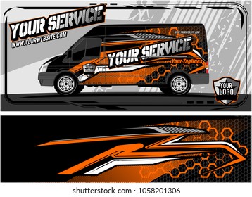 abstract van graphic kit for vinyl wrap and car branding. Racing Background for vehicle vinyl wrap