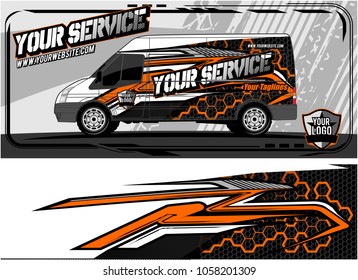 abstract van graphic kit for vinyl wrap and car branding. Racing Background for vehicle vinyl wrap
