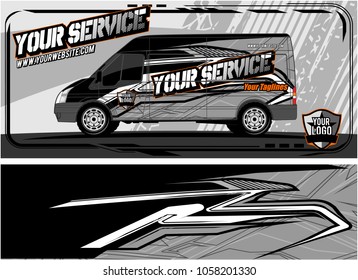 abstract van graphic kit for vinyl wrap and car branding. Racing Background for vehicle vinyl wrap