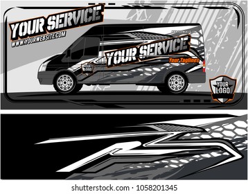 abstract van graphic kit for vinyl wrap and car branding. Racing Background for vehicle vinyl wrap