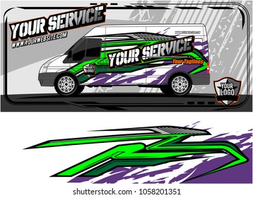 abstract van graphic kit for vinyl wrap and car branding. Racing Background for vehicle vinyl wrap