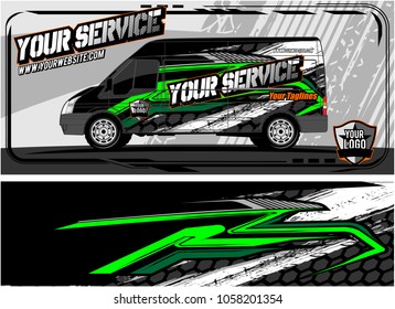 abstract van graphic kit for vinyl wrap and car branding. Racing Background for vehicle vinyl wrap