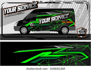 abstract van graphic kit for vinyl wrap and car branding. Racing Background for vehicle vinyl wrap