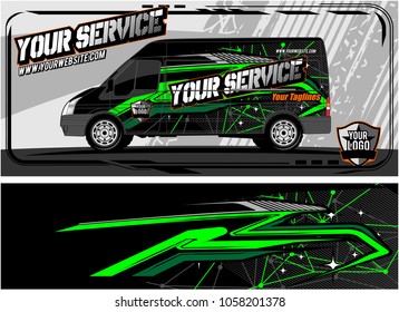 abstract van graphic kit for vinyl wrap and car branding. Racing Background for vehicle vinyl wrap