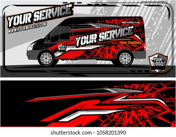 abstract van graphic kit for vinyl wrap and car branding. Racing Background for vehicle vinyl wrap