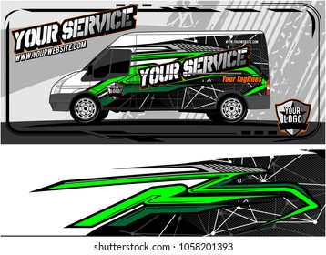 abstract van graphic kit for vinyl wrap and car branding. Racing Background for vehicle vinyl wrap