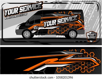 abstract van graphic kit for vinyl wrap and car branding. Racing Background for vehicle vinyl wrap