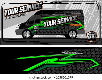 abstract van graphic kit for vinyl wrap and car branding. Racing Background for vehicle vinyl wrap