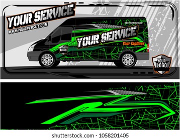 abstract van graphic kit for vinyl wrap and car branding. Racing Background for vehicle vinyl wrap