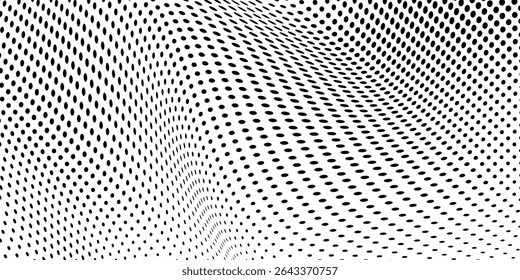 Abstract vanishing polka dot background. Repeating dots gradation pattern. Dotted halftone gradient modern art