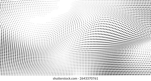 Abstract vanishing polka dot background. Repeating dots gradation pattern. Dotted halftone gradient modern art abstract