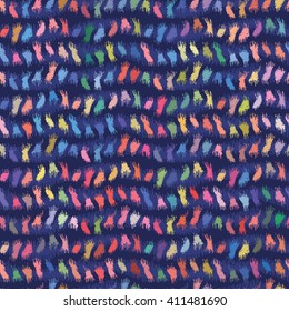 Abstract variegated dashed wavy motif. Seamless pattern.