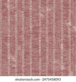 Abstract variegated dobby stripe washed textured background. Seamless pattern on maroon background.