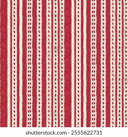 Abstract variegated MULTI dobby stripe washed textured background. Seamless pattern on Christmas red background.