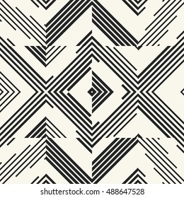 Abstract variegated striped broken geometric motif. Seamless pattern.