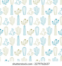 Abstract Variety Cactus Plant Vector Seamless Pattern can be use for background and apparel design 