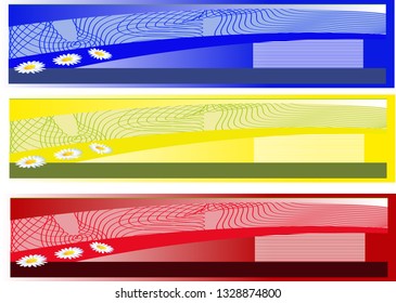 abstract various 3 colorful header set collection vector design