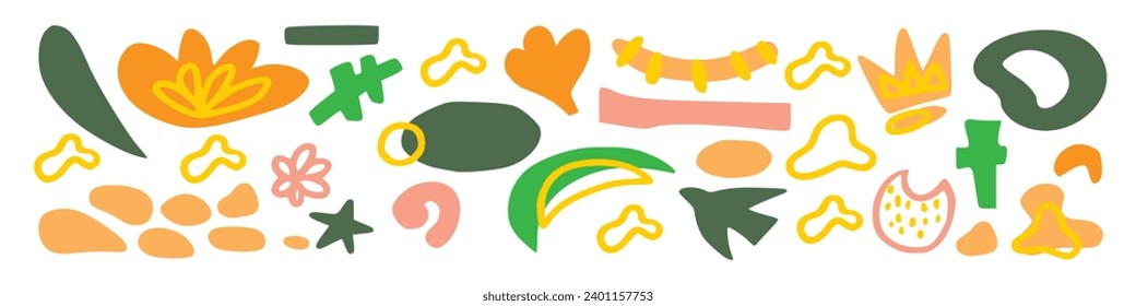 Resumen de varias formas y objetos de doodle brillantes. Diferentes figuras. Patrón sin fisuras del vector dibujado a mano. Fondo, fondo de pantalla, envolvimiento, plantilla textil
