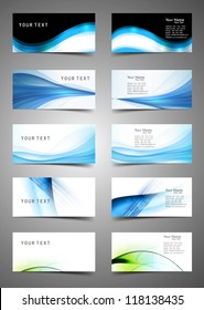 abstract Various Business Card set collection wave design vector