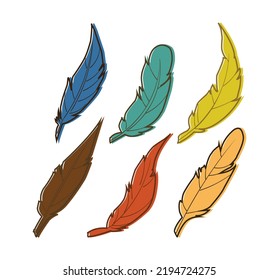 Abstract various colorful isolated feather.