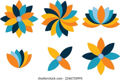 Abstract various flower vector element set
