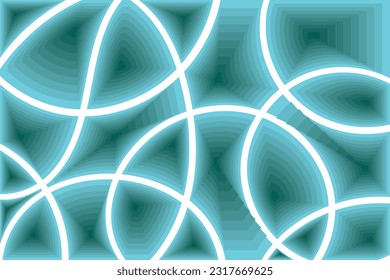 Abstract various shapes with light green gradations and white lines background.