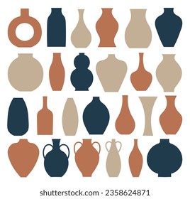 Abstract vase collection,Set of different color vase, trendy vector vases