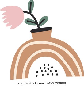 Abstract Vase With Flower Vector Illustration