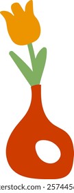 Abstract Vase With Flower Vector Illustration