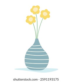 
Abstract vase with flowers. Vector flat graphics.