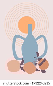 Abstract vase pattern background. Minimalist contemporary design for nursery wall decor, t shirt print, summer garden party invitation, cover for phone etc. vector flat cartoon illustration