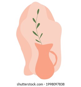 Abstract vase with plant. Vector illustration for graphic design, invitations, etc