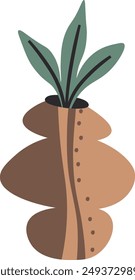 Abstract Vase With Plant Vector Illustration