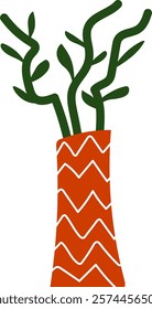 Abstract Vase With Plant Vector Illustration