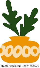 Abstract Vase With Plant Vector Illustration