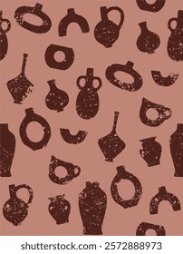 Abstract vase seamless pattern design, wall decor, fabric design 