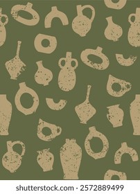 Abstract vase seamless pattern design, wall decor, fabric design 