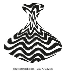 Abstract vase shape. Wavy texture form. Monochrome optical illusion. Vector sculpture element.