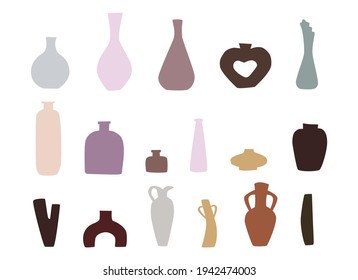 Abstract vases hand drawn vector colorful silhouettes collection EPS10