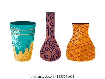 Abstract vases. Isolated vector illustration