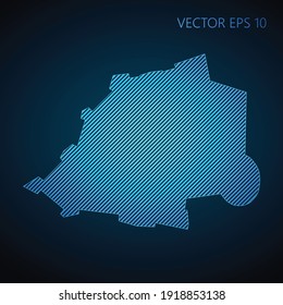 Resumen de la plantilla de mapa de la Ciudad del Vaticano hecha de líneas diagonales azules sobre fondo oscuro. Ilustración del vector EPS10.