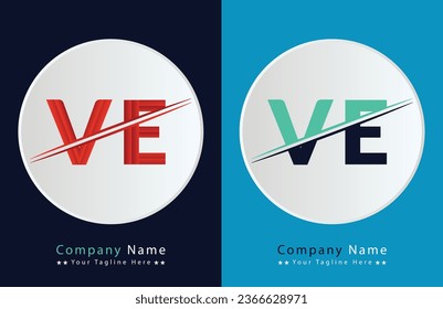 Abstract VE letter logo design template. Vector Logo Illustration.