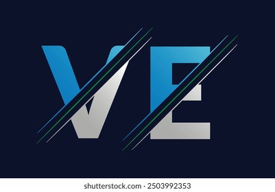 Abstract VE letter logo design template. Vector Logo Illustration.