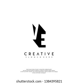 abstract VE logo letter in shadow shape design concept