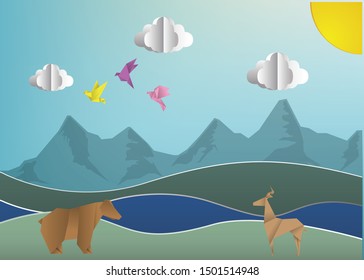 Abstract vecter background with paper animal, vector illustation