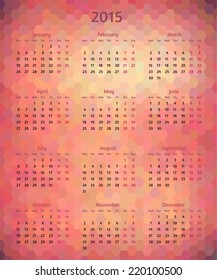 Abstract vector 2015 year polygonal calendar