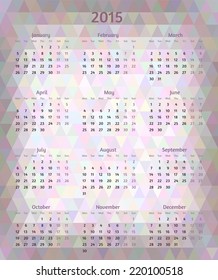 Abstract vector 2015 year polygonal calendar